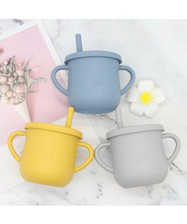 Silicone Sippy Cup for Toddler | Soft Straw Trainer Cup | Handles & Lids | 6 oz Blue - Buy Online on GoSupps.com