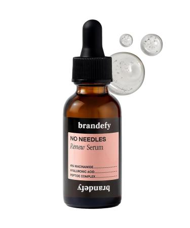 Brandefy No Needles - Niacinamide Serum Peptides and Hyaluronic Acid. Hydrating & Plumping Serum for Bright Smooth Firm & Dewy Skin 1oz Made In The US 1 Fl Oz (Pack of 1)