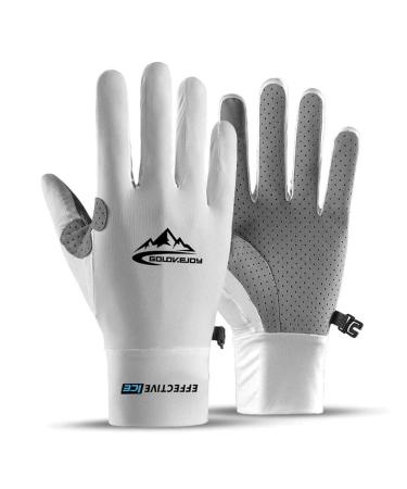 Lohca thin riding gloves bicycle gloves UV protection fingerless gloves for cycling fitness gym women's strength sport fishing running summer sports gloves L white