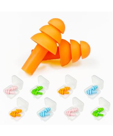 8 Pairs Earplugs for Sleeping Noise Cancelling Reusable Ear Plugs Soft Silicone Ear Plug for Sleeping Swimming Snoring Concerts Work Noisy Places (4 Colors) (Four-Color)