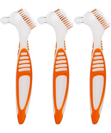 Denture Toothbrush Cleaning Brush Set - 6 Pieces Double Head Soft Bristle Brush for False Teeth - Blue and Orange - Buy Online on GoSupps.com