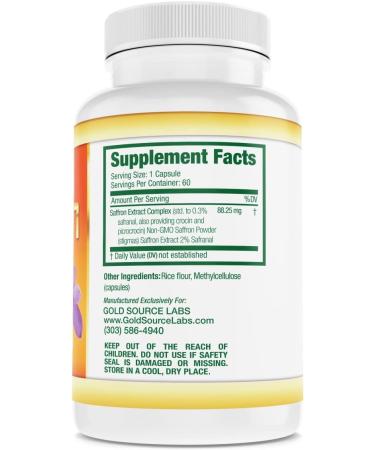 Saffron Extract Supplement - 88.25mg Capsules with .3% Safranal Extract & Saffron Powder - 60 Vegetarian Pills for Weight Loss & Eye Health - Buy Online on GoSupps.com