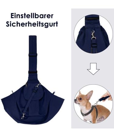 Slowton Dark Blue Dog Carrier Bag - Adjustable Padded Shoulder Strap for Pets 4.1-6.8kg Ideal for Outdoor Walks & Excursions - Buy Online on GoSupps.com