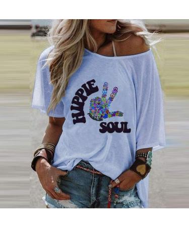 Shop Ppanguding Women's Summer Off Shoulder Rainbow T-Shirt - Short Sleeve Graphic Blouse - Buy Online on GoSupps.com