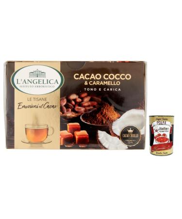 Italian Gourmet E.R. L'Angelica Cocoa Coconut Caramel Tea tisane de cacao noix de coco et caramel lot de 15 filtres + bo te italienne Gourmet Pulpa di Pomodoro 400 g