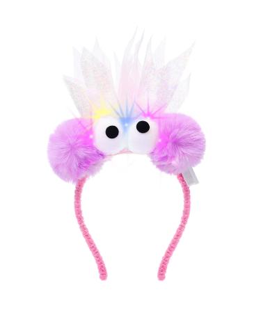 Funny Headband Crazy Light up Silly Hairband Purple Monster Headbands Quirky Plush Birthday Headwear Festival LED Sparkly Themed Party Holiday for Children Teens Adult