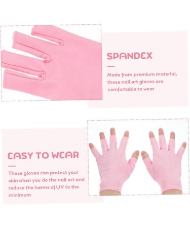 DRESSOOS 1 Pair Nail Gloves Manicure Gloves Anti UV Half Finger Gloves Protective Gloves Nail Art Salon Gloves UV Protection Gloves for Manicure Gel Fingerless Nail Supplies Pink Spandex - Buy Online on GoSupps.com