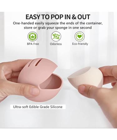 Fauxomor Makeup Sponge Holder - 2 Pieces | Breathable Silicone Beauty Blender Travel Bag | Sustainable Portable Cosmetics Tools | Fits All Makeup Sponge Sizes | Pink & Khaki 2-Pack - Buy Online on GoSupps.com