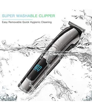 Lrporyvn Men's Beard Trimmer Cordless Hair Clipper Waterproof Body Nose Ear Cutting Shaver USB Rechargeable LED Display - Buy Online on GoSupps.com