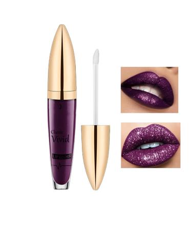 Rosarden Purple Diamond Glitter Lip Gloss Sparkly Glossy Metallic Shimmer Matte to Glitter Liquid Lipstick Purple Lip Glitter Waterproof Shiny Lip Tint Plumping Glitter gloss for Lips Cheeks Eyes