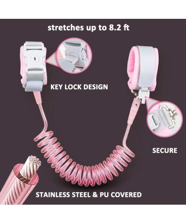 8.2ft Anti Lost Wrist Link for Child Safety - Toddler Leash with Key Lock - Pink - Buy Online on GoSupps.com