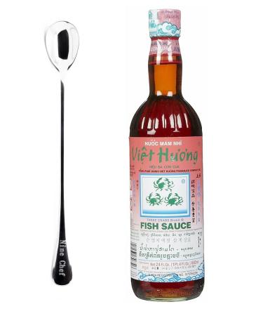 Three Crabs Viet Huong Fish Sauce 24 FL Oz With NineChef Long Handel Coffee Spoon (1 Bottle) 24 Fl Oz (Pack of 1)
