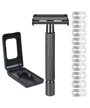 Uraqt razor plane men 2-page blade head safety razor stainless steel wet razor vintage of high-quality razor planes with 10 razor blades travel etui and built-in mirror (black) - Buy Online on GoSupps.com