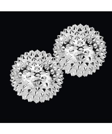 Magnetic Massage Ball - 1 Pair Silver Acupuncture Handballs for Finger Stiffness Relief & Deafness | 1.3-Inch Massage Therapy - Buy Online on GoSupps.com