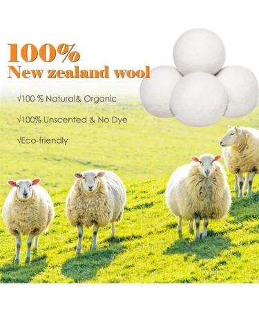 XL Organic Wool Dryer Balls - 100% New Zealand Wool Fabric Softener | Reusable Laundry Balls for Wrinkle Reduction (6 Pack) | Eco-Friendly Home Essentials - Buy Online on GoSupps.com