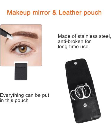 Stainless Steel Nose, Ear, and Facial Hair Scissors Set with Tweezer - Curved Design for Precision Grooming - Includes Mirror and Travel Case - Men and Women - Buy Online on GoSupps.com