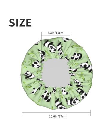 Bamboo Reusable Shower Cap with Sketch Panda Design | Waterproof Double Layer Bathing Hat for Women, Kids, and Men - Buy Online on GoSupps.com