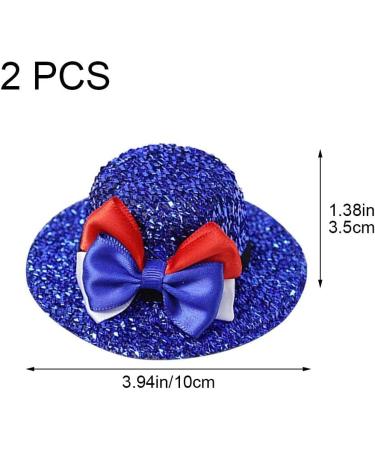 2 Pcs Mini Hat Clip with Bow Fashion Red Blue White Shining Hat Clip Independence Day Hairpin Hair Accessories - Buy Online on GoSupps.com