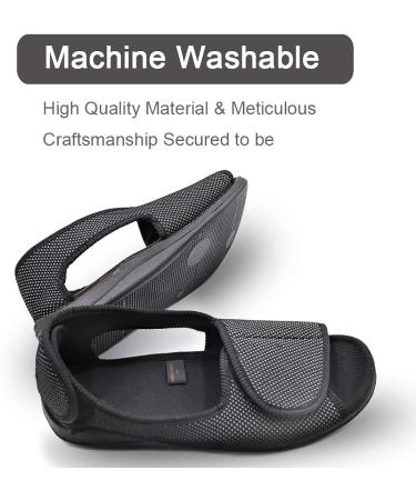 MEJORMEN Women's Diabetic Sandals for Swollen Feet - Extra Wide Width, Adjustable Straps, Comfortable Open Toe Slippers for Elderly, Arthritis - Size 8, Black - Buy Online on GoSupps.com