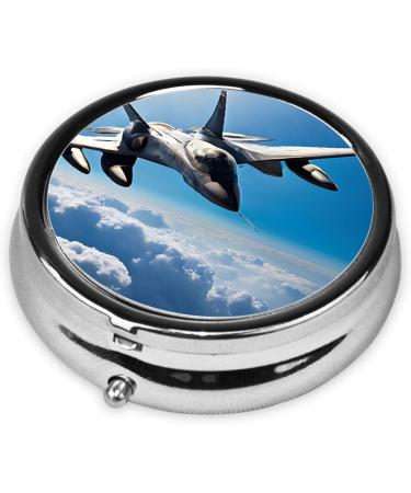 Aircraft Fighter Jets Mini Round Pill Box | 3 Compartment Travel Organizer | Portable Medicine Case for Home & Office - Buy Online on GoSupps.com