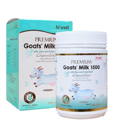 Hi Well Premium New Zealand Goat Milk Powder 500mg 300 Chewables Tablets Natural Flavoured with Zinc & Folic Acid