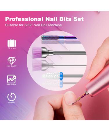 20Pcs Professional Diamond Carbide and Ceramic Nail Drill Bits Set for Acrylic Gel Nails - 3/32 Inch Nail Drill Bits for E-File - Home Salon Essential - Buy Online on GoSupps.com