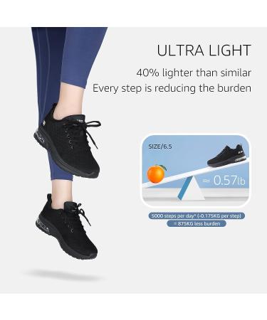 STQ Women's Air Cushion Running Shoes - Breathable Sneakers, Size 7, Black - Buy Online on GoSupps.com