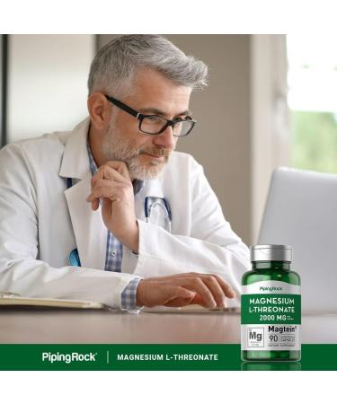 Piping Rock Magnesium L-Threonate 2000mg Capsules | 90 Count with Magtein | Non-GMO & Gluten Free - Buy Online on GoSupps.com