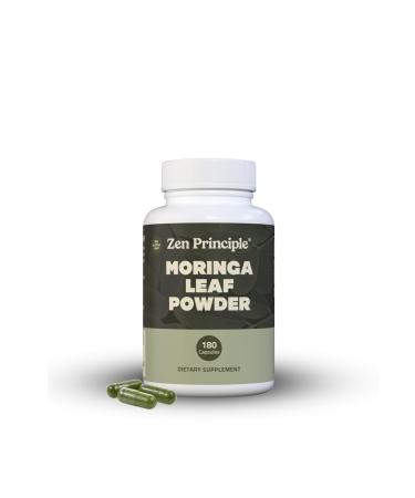 Zen Principle Organic Moringa Oleifera. Ultra-Premium. Provides an All Natural Energy Boost and Multi-Vitamin. A Raw Superfood, Vegan, No GMO and Gluten Free. 180 Capsules.