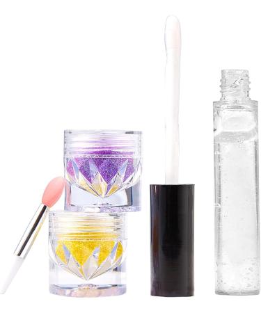 Scnvsi Two Colors Glitter Lip Set Glitter Makeup Lipstick Lip Gloss Glitter Lipstick Makeup Powder Set for Lips Nails Art - Buy Online on GoSupps.com