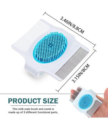 Baby Cradle Cap Comb - 2 Pcs Dandruff Cleaning Brush with Soft Rubber Bristles - Blue - Buy Online on GoSupps.com