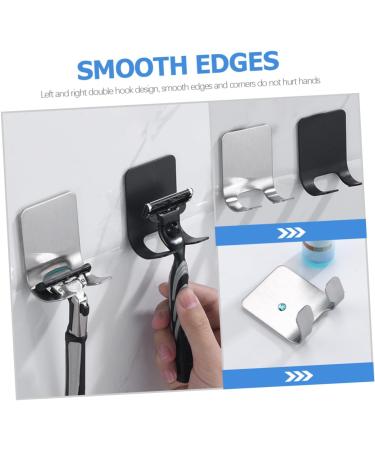 Premium Homsfou 6th Stainless Steel Razor Holder Hook - Versatile Shower & Bathroom Organizer for Razors Toothbrushes and More | 304 Silver Design (6x4.5x3cm) - Buy Online on GoSupps.com