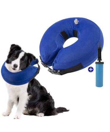 NASJAC inflatable hinge dog & cat adjustable soft and comfortable dog collar leak protection with quick lock prevent pets from touching wounds and licking m+ blue after the operation