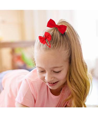 23 Pieces Kids Hair Accessories Set Bow Hair Clip Head Flower Ponytail Elastic Hair Rope Styling Accessories for Girls School Christmas Birthday Party (Red) - Buy Online on GoSupps.com
