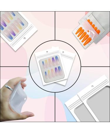 Zezzio 50-Piece Empty Press on Nail Packaging Bags | White Bags & Cardboard for Nail Shop Owners | 5x4 inch (White) - Buy Online on GoSupps.com