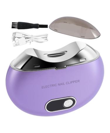 Automatic Electric Nail Clipper | Fingernail Cutter and File | Nail Scraps Storage Clipper Rechargeable LCD Digital Display Clipper Light & 3 Speeds for Children Seniors Purple