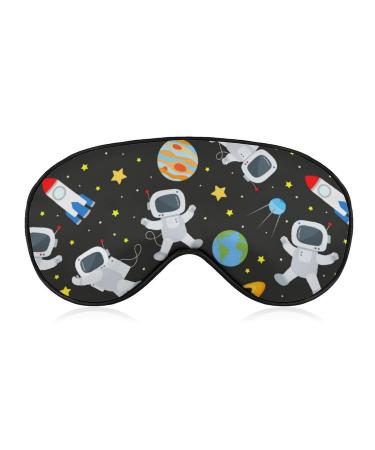 Sleep Mask for Men&Women Colorful Cute Astronaut Soft Eye Mask for Sleeping with Adjustable Strap Space Theme Comfortable Blindfold Eyeshade for Night Sleep