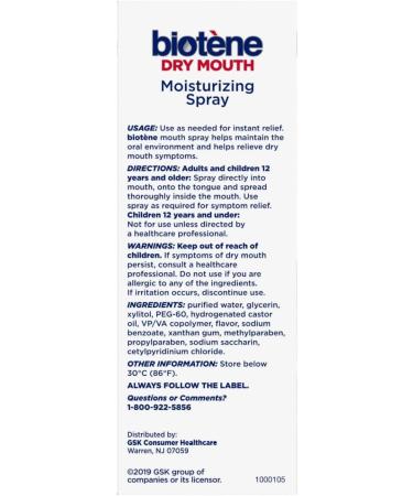 Nour Nutri Health 1 Pack of Biotene Moisturizing Dry Mouth Spray Moisturizing Spray for Dry Mouth and Bad Breath Gentle Mint - 1.5 fl oz + Vitamin and Mineral Exclusive Guide - Buy Online on GoSupps.com