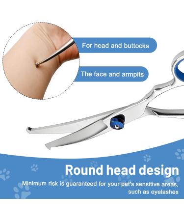 Curved Dog Grooming Scissors - Stainless Steel Pet Fur Scissors for Dogs & Cats - Safety Round Tip - Buy Online on GoSupps.com