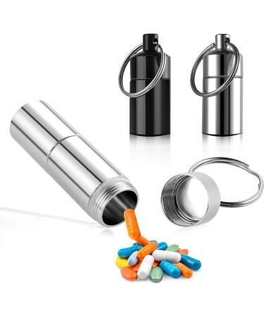 GREVOSEA Waterproof Pill Organizer Keychain - 2 Pieces Mini Capsule with 3 Compartments for Travel & Camping - Buy Online on GoSupps.com