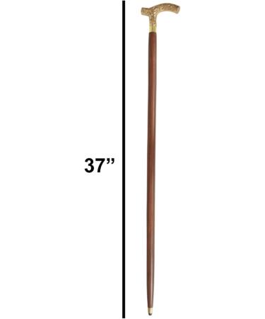 Lyptus Wood Walking Stick with Aesthetic Brass Handle Walnut Brown - Buy Online on GoSupps.com