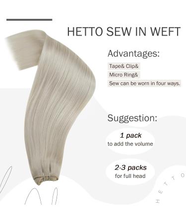 Hetto Blond Remy Hair Extensions #60 - Smooth White Blonde 40cm 80g - Premium Quality & Recovery Tress for Ultimate Shine - Buy Online on GoSupps.com