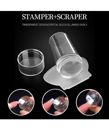 MINAYANLEO 8 Pcs Nail Art Stamper Kit - Transparent Jelly Stamper with Scraper and Brushes for Manicure DIY - Buy Online on GoSupps.com