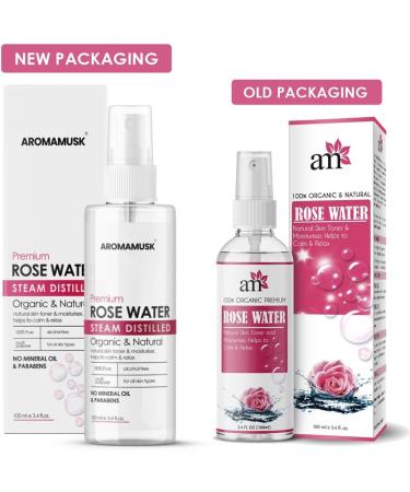 Aroma..Musk 100% Organic & Natural Rose Water for Face & Skin - 100ml (Pack of 1) | Steam Distilled Gulab Jal Spray | Natural Toner Hydrating Mist Facial Cleanser | Alcohol & Paraben Free - Buy Online on GoSupps.com