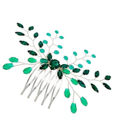 Housoutil Wedding Headpiece for Bride Hair Accessories for Wedding Green Hair Accessories Green Rhinestone Hair Side Comb Bridal Hair Accessory Crystal Emerald Women's Rhinestones