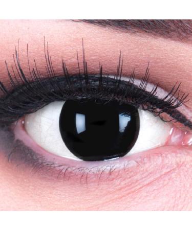 Funnylens 1 pair of colored black crazy fun blind black year contact lenses.Top quality for Halloween and carnival with free contact lens containers without strength!