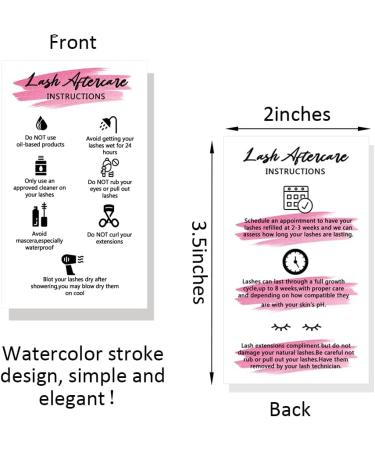 Wanyeer Lash Extension Aftercare Cards 50-Pack - Double Sided Printing - Lash Care Instructions - 3.5x2 inches - White/Pink Watercolor Design - Buy Online on GoSupps.com