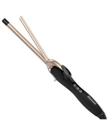 Curling Iron 1/2 Inch, Small Curling Wand for Long & Short Hair, Ceramic Barrel Hair Curler Include Glove(Golden) 0.5 Inch (Pack of 1) Champagne