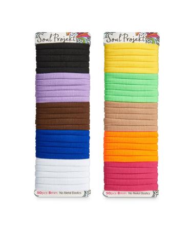 Soul Project Hair tie Elastic Multi 50 pieces 8mm no metal hair tie for many hair types lichen ponytail and bun school work or gym hair bands for girls women - Buy Online on GoSupps.com