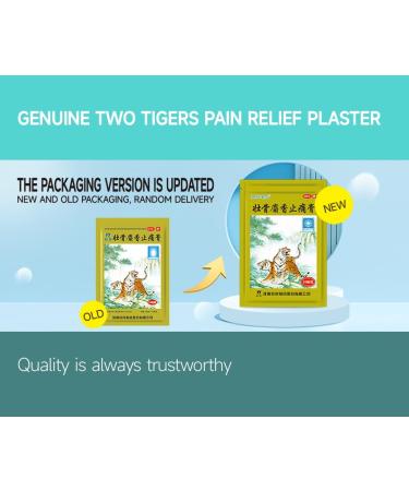 Two Tigers Pain Relief Patches 50 Plasters (10 Plasters 5 Pouch) - Soothing Discomfort in the Back Neck Shoulder Knee and Muscle - Buy Online on GoSupps.com